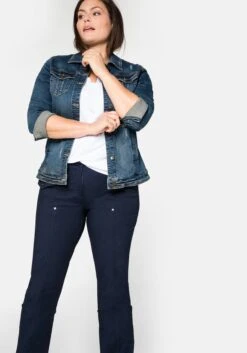 Sheego Gerade Hose Mit Teilungsnähten Und Krempelfunktion