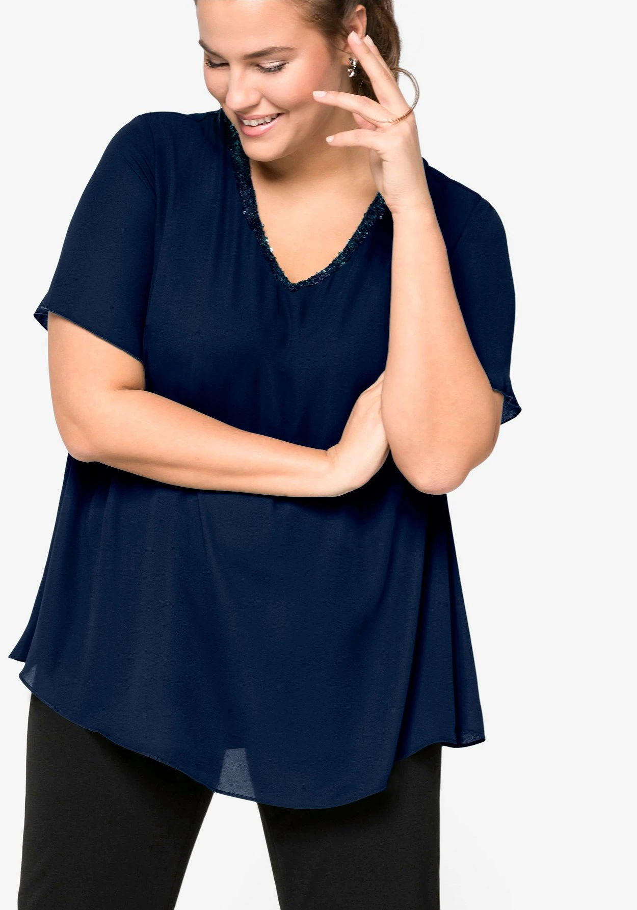 Sheego Tunika In A-Linie; Lagenlook Mit Flügelärmeln – Bild 6