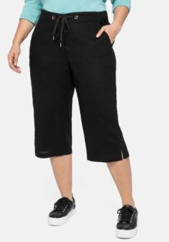 Sheego Caprihose Mit Bindeband, Aus Leinen-Mix