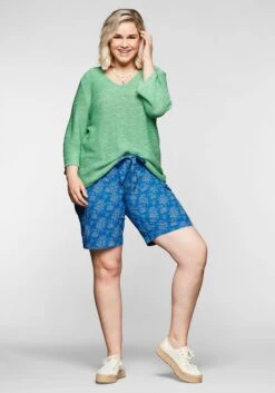 Sheego Bermudas Mit Alloverdruck Und Bindegürtel