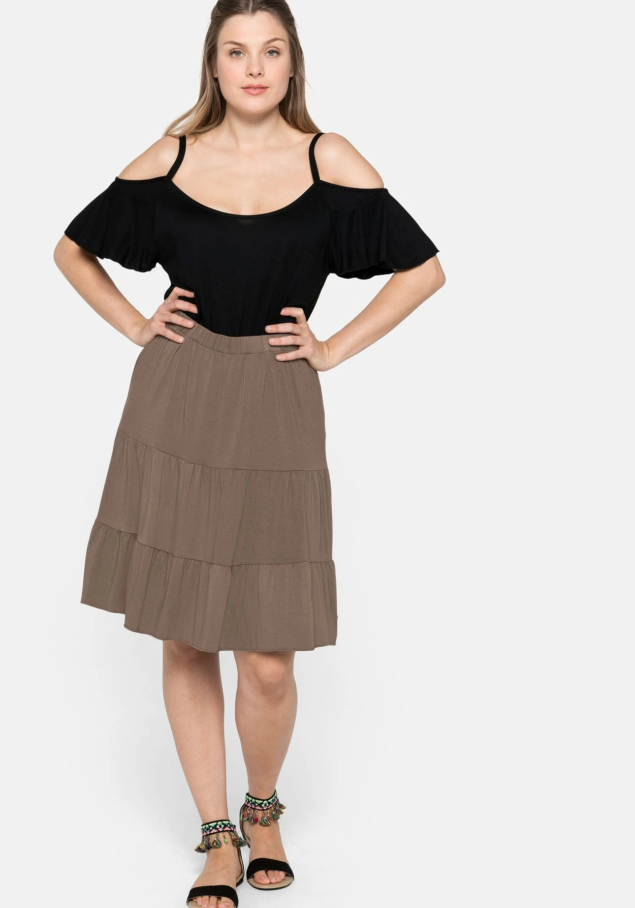 Sheego Strandrock Mit Gummibund Und Stufigen Volants