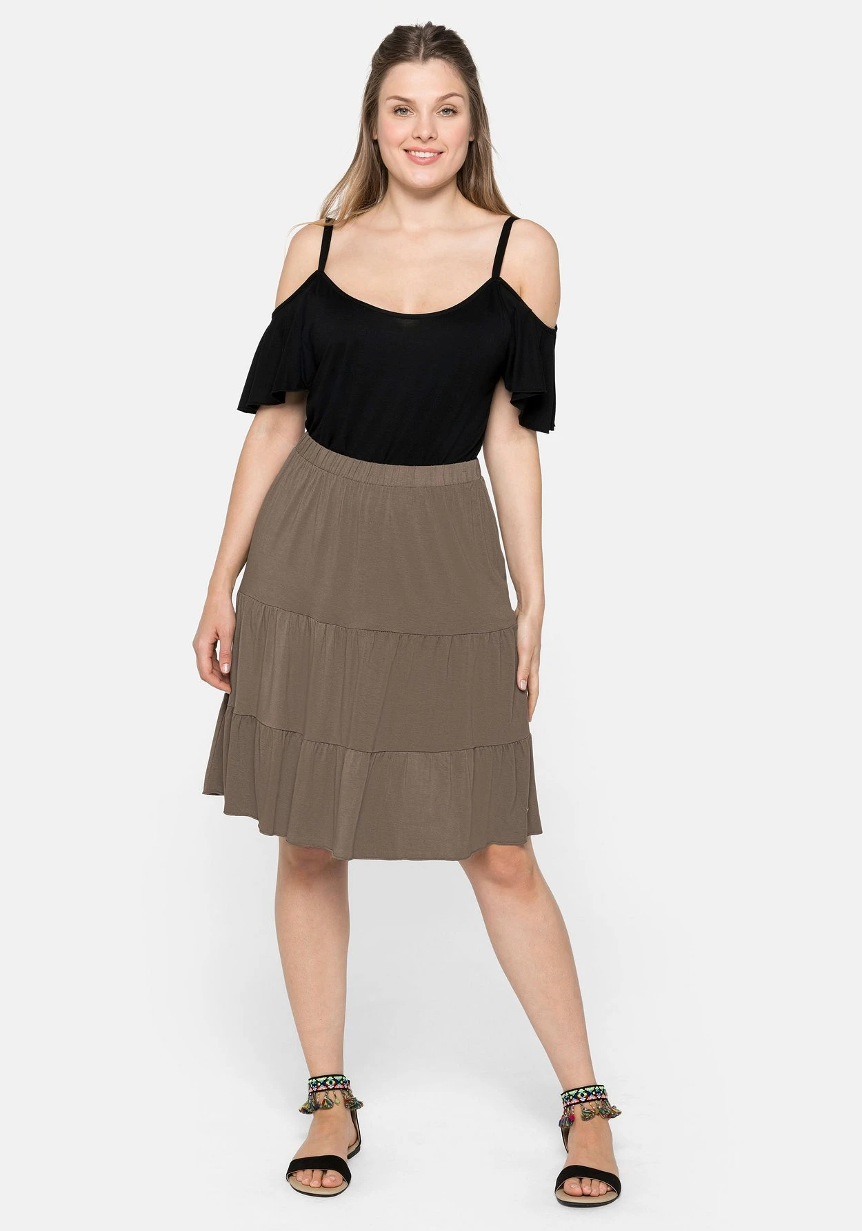 Sheego Strandrock Mit Gummibund Und Stufigen Volants – Bild 5