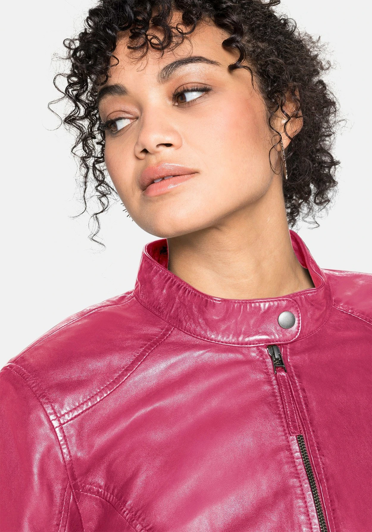 Sheego Lederjacke Aus Lammnappa, Mit Stehkragen – Bild 6