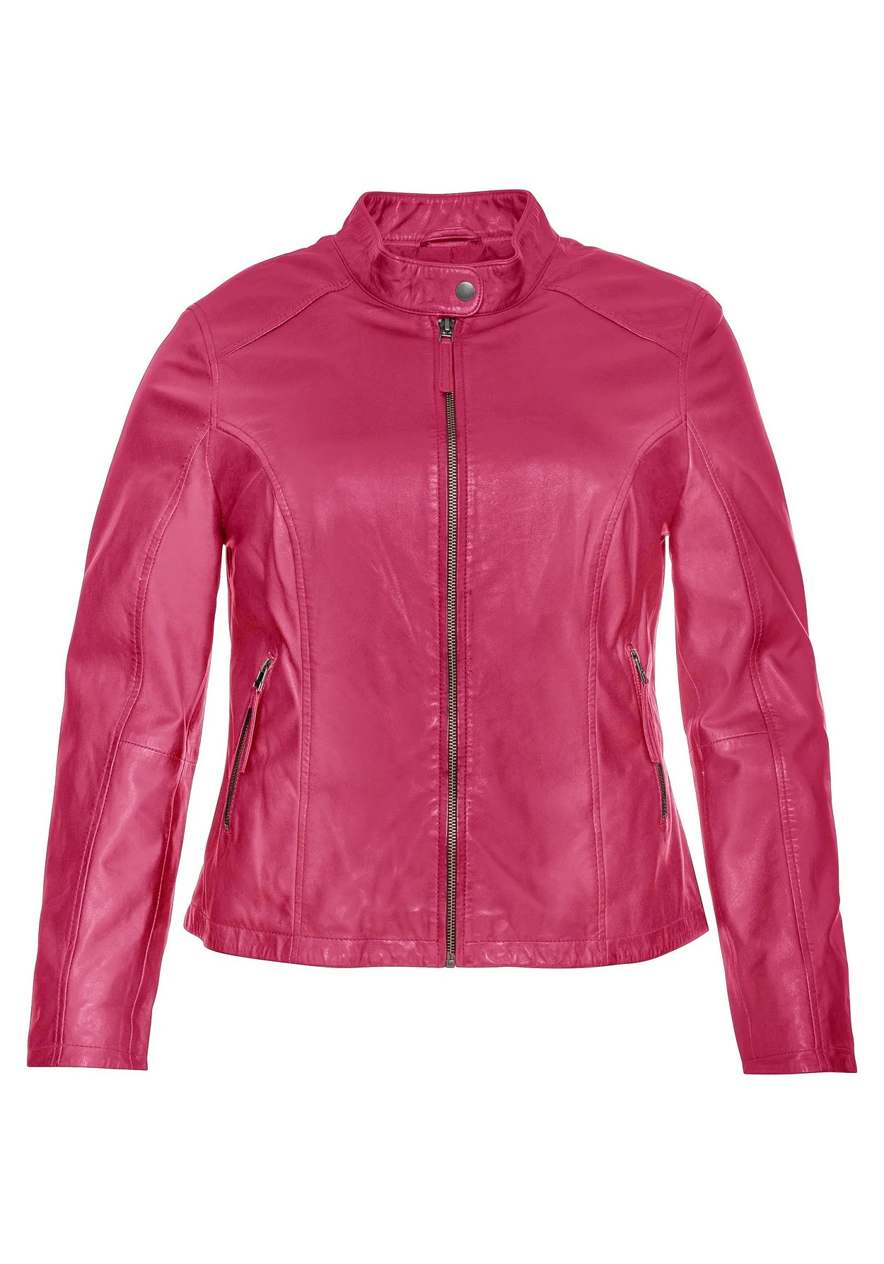 Sheego Lederjacke Aus Lammnappa, Mit Stehkragen – Bild 3