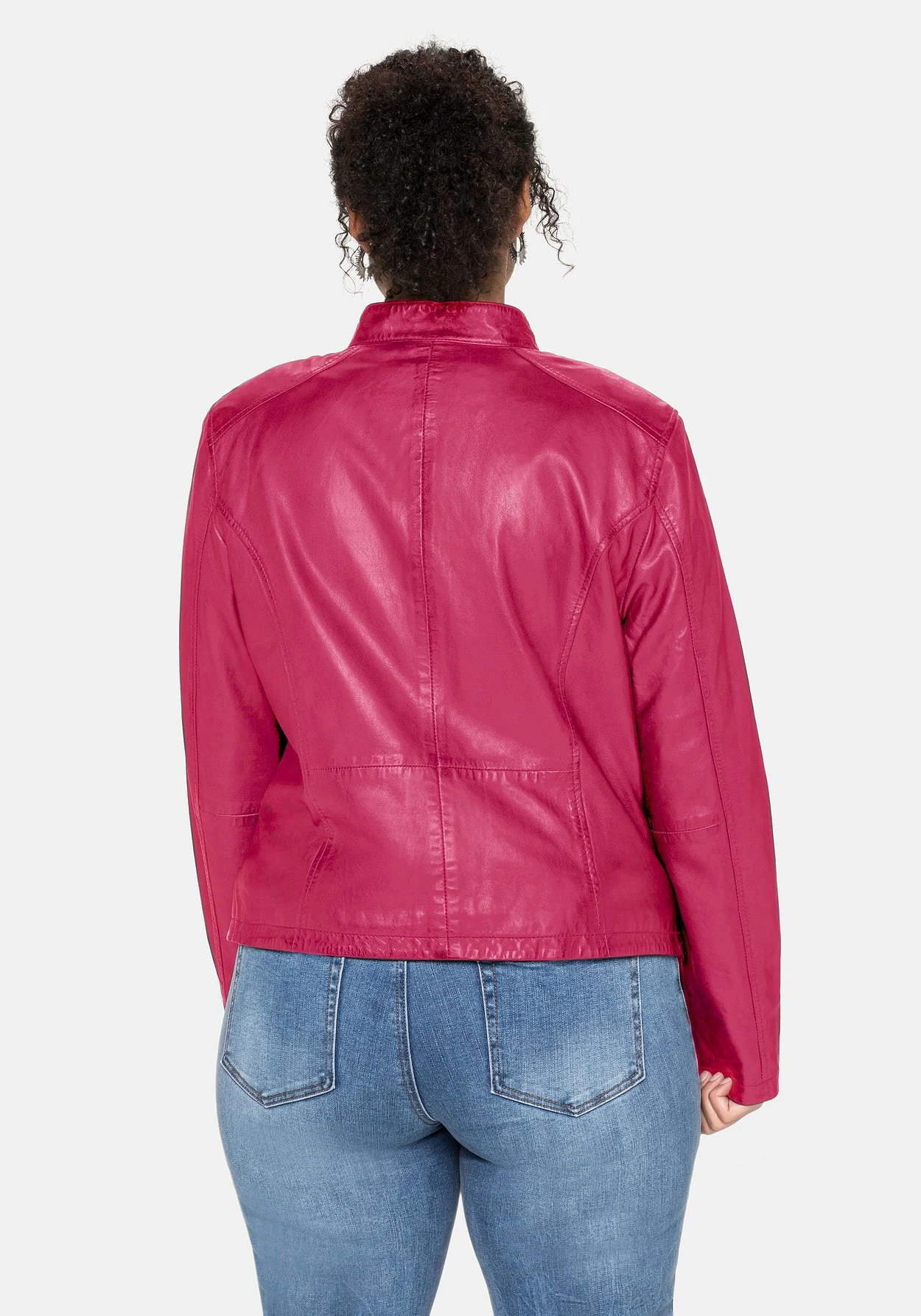 Sheego Lederjacke Aus Lammnappa, Mit Stehkragen – Bild 2