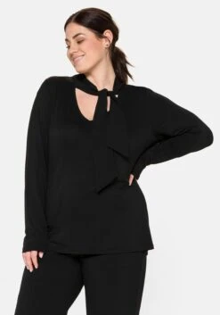 Sheego Langarmshirt Mit Chiffonschluppe