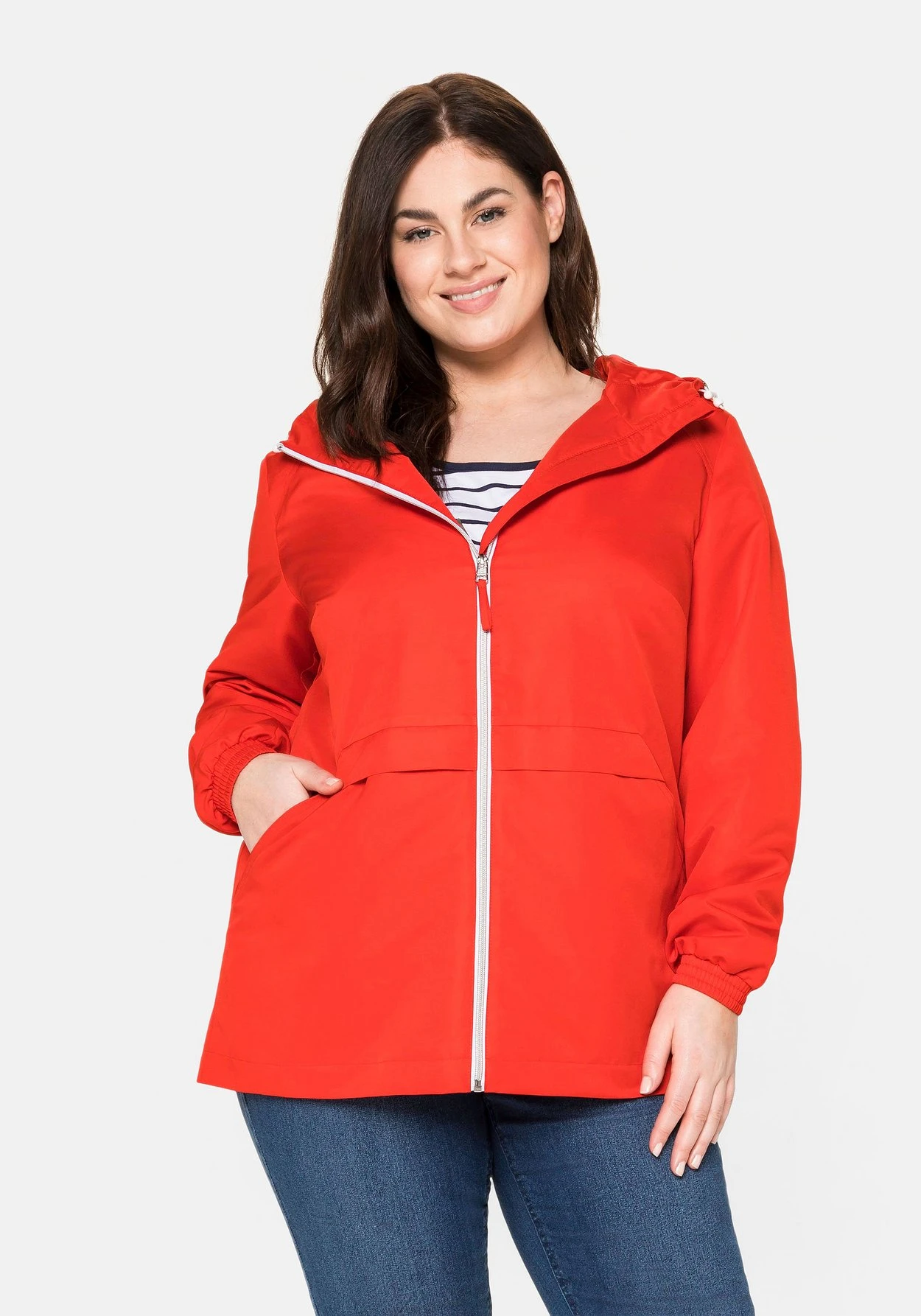 Sheego Übergangsjacke Aus Microfaser, Mit Kapuze