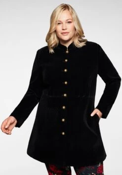 Jacke In Samt-Qualität, Mit Stehkragen