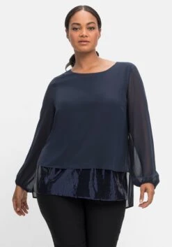 Sheego Tunika 2-in-1 Optik, Mit Pailletten Am Saum, Aus Chiffon