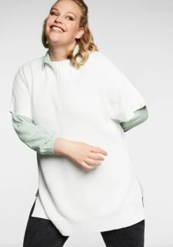 Sheego Longpullunder In Perlfang-Struktur, Mit Stehkragen