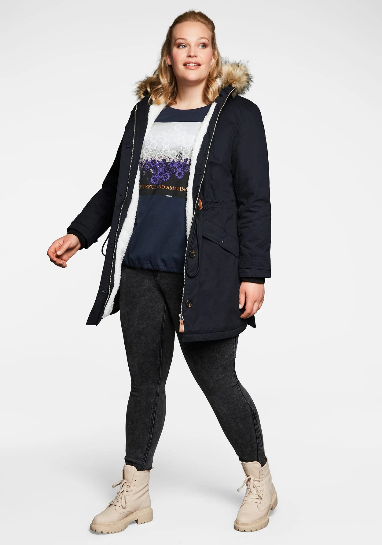 Sheego Parka Aus Baumwolle, Mit Teddyfutter – Bild 4