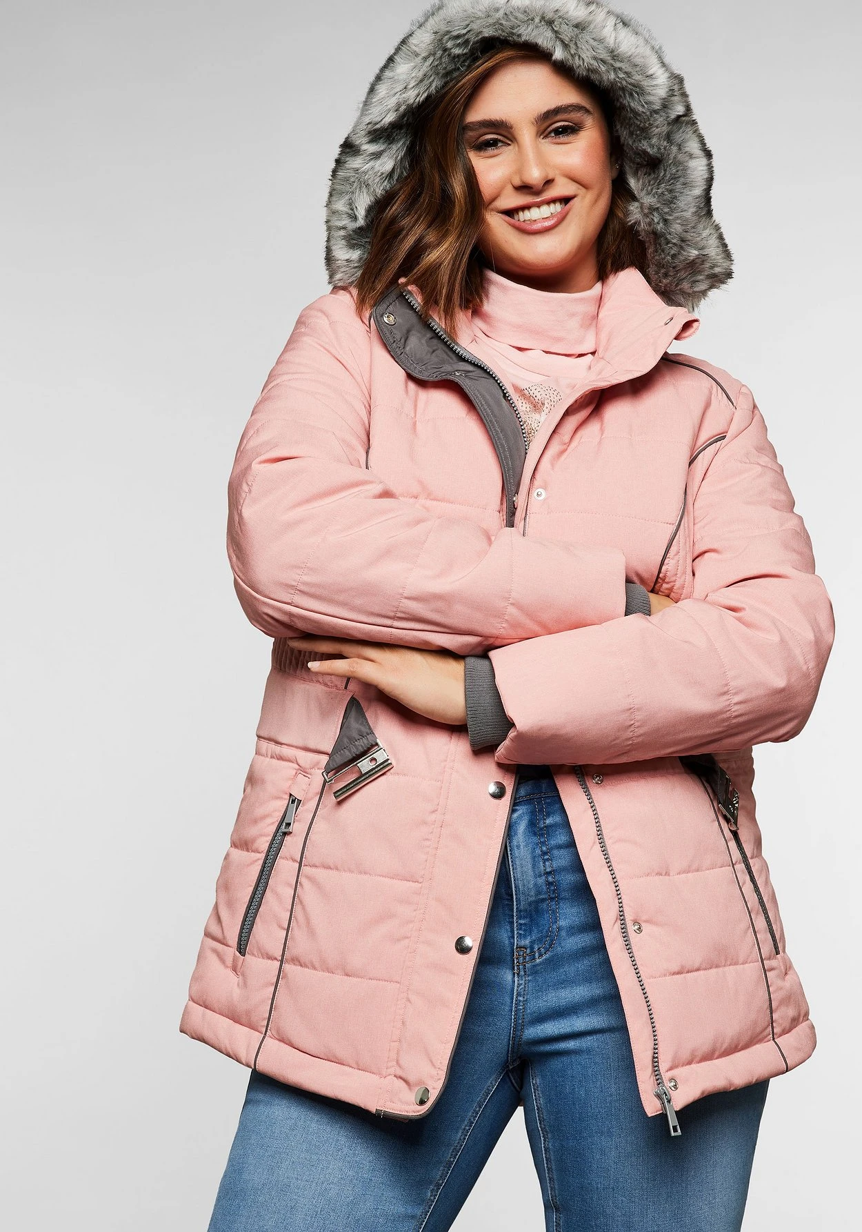 Sheego Steppjacke Mit Gürtel, Kapuze Und Reißverschluss – Bild 5