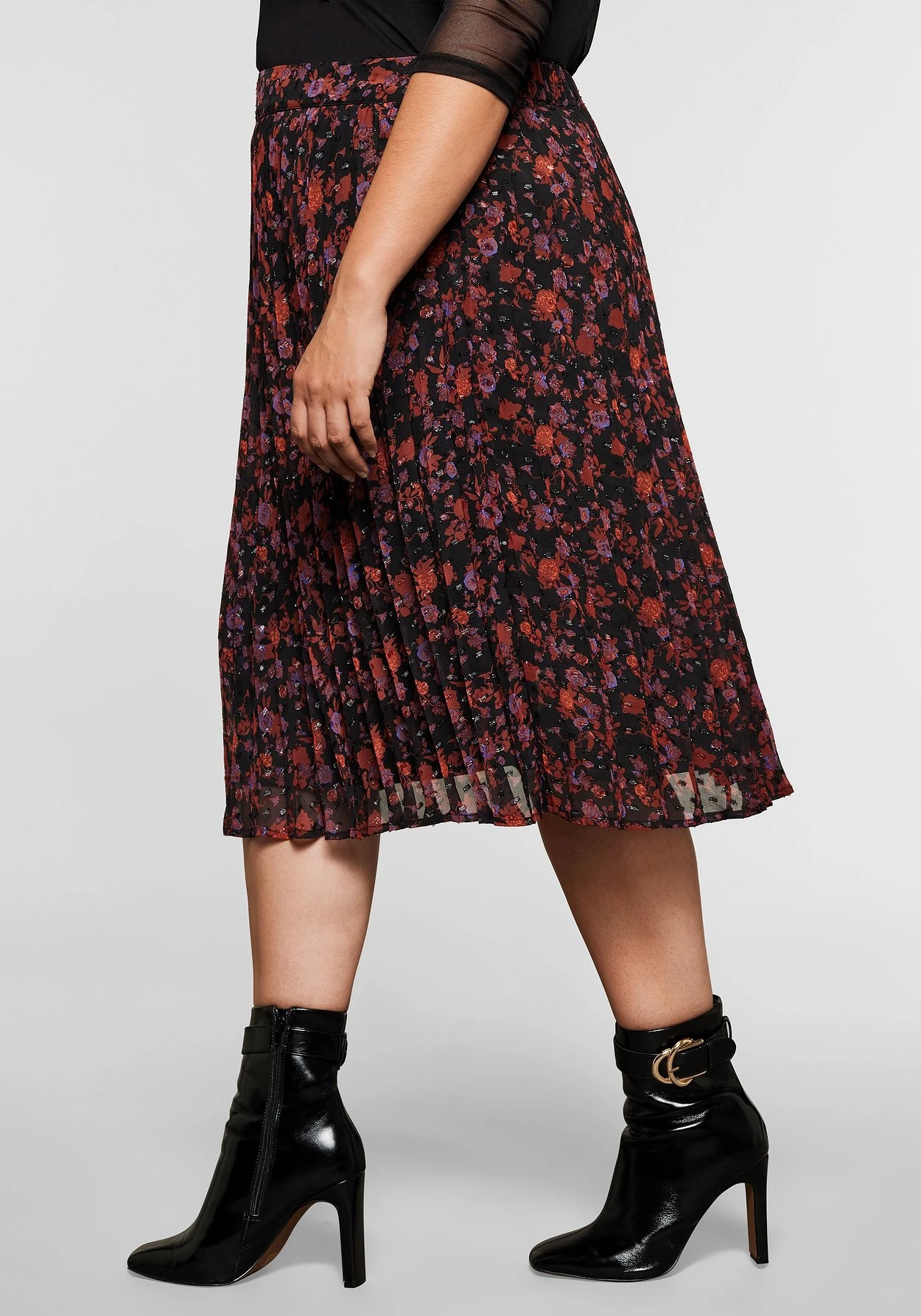 Sheego Plisseerock Mit Eingewebtem Blumenmuster – Bild 2