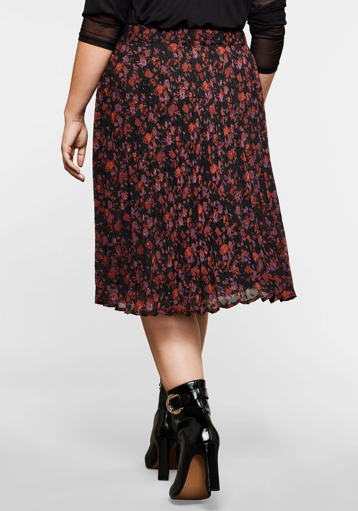 Sheego Plisseerock Mit Eingewebtem Blumenmuster – Bild 3