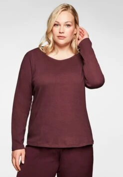 Sheego Langarmshirt Mit Schulterpads Und Rundhalsausschnitt