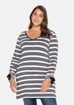 Sheego Longshirt Mit Ringeln Und Raffung Am Ärmel