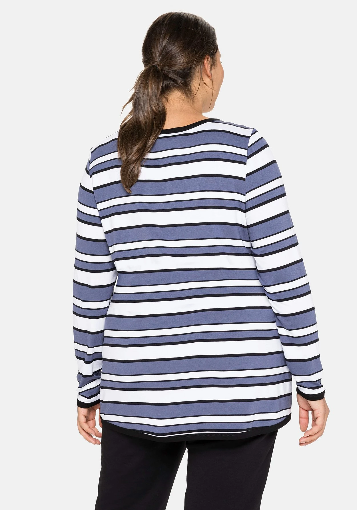 Sheego Langarmshirt Mit Ringelmuster Und Brusttasche – Bild 3