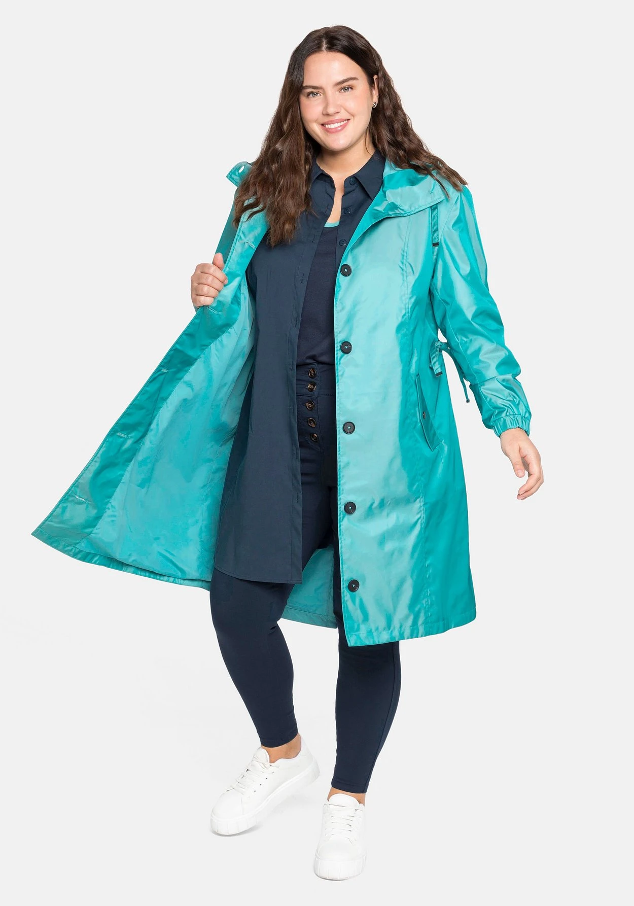 Sheego Übergangsmantel In Schimmernder Two-Tone-Optik