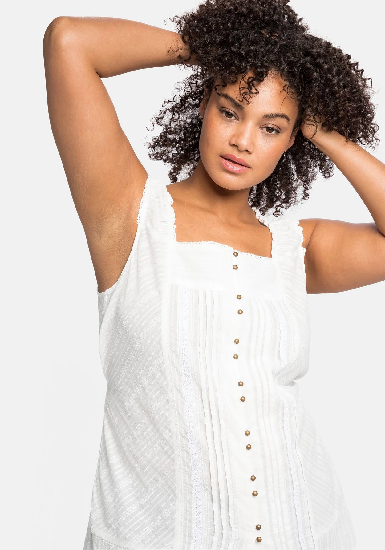 Gewebtes Top Mit Breiten Trägern Und Bindeband – Bild 5