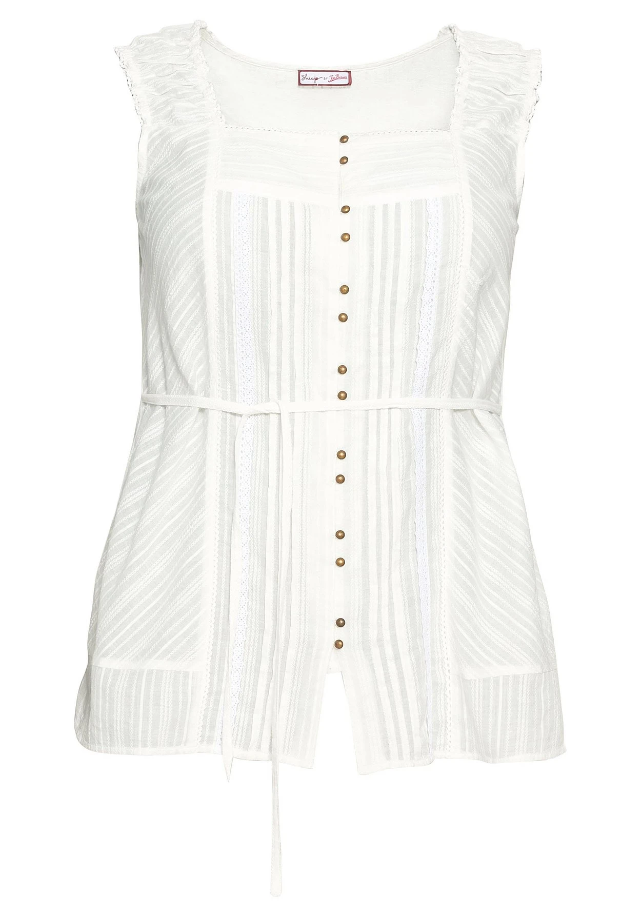 Gewebtes Top Mit Breiten Trägern Und Bindeband – Bild 3