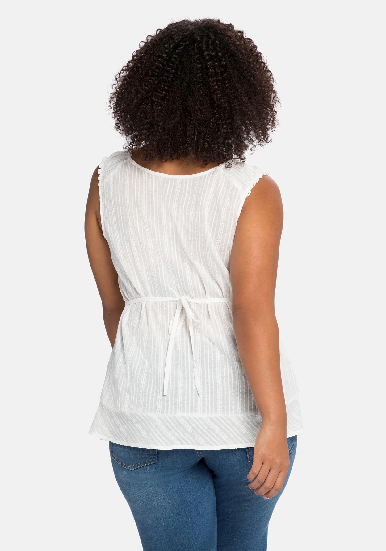 Gewebtes Top Mit Breiten Trägern Und Bindeband – Bild 2