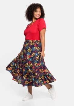 Stufenrock Mit Alloverdruck, In Schlupfform