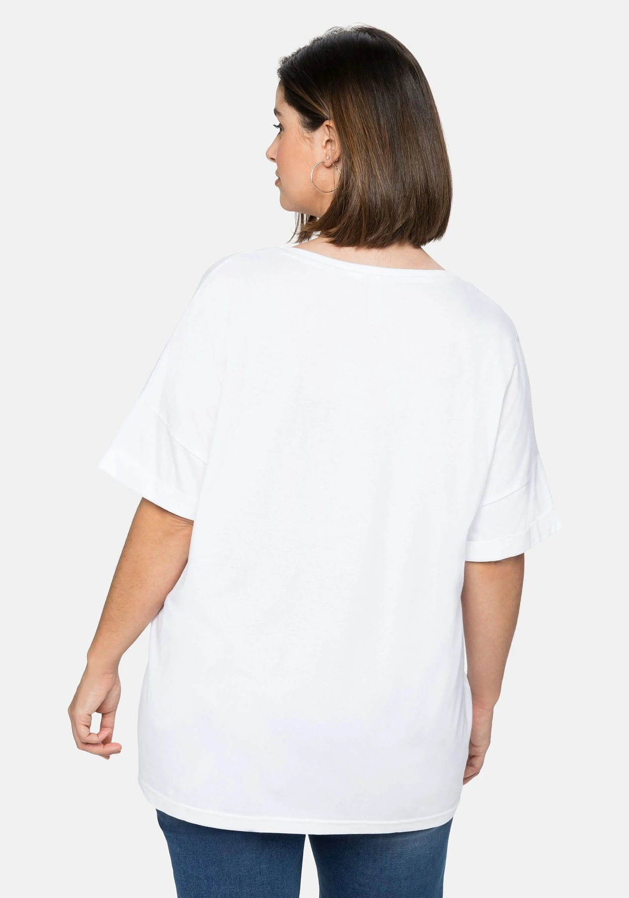 Sheego T-Shirt Mit Frontdruck Und Ärmelaufschlag – Bild 2