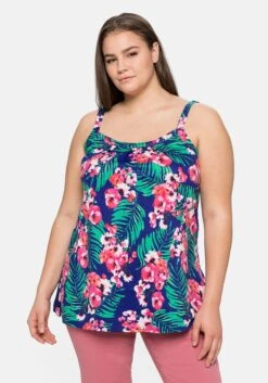 Longtop Mit Blumendruck Und Spaghettiträgern