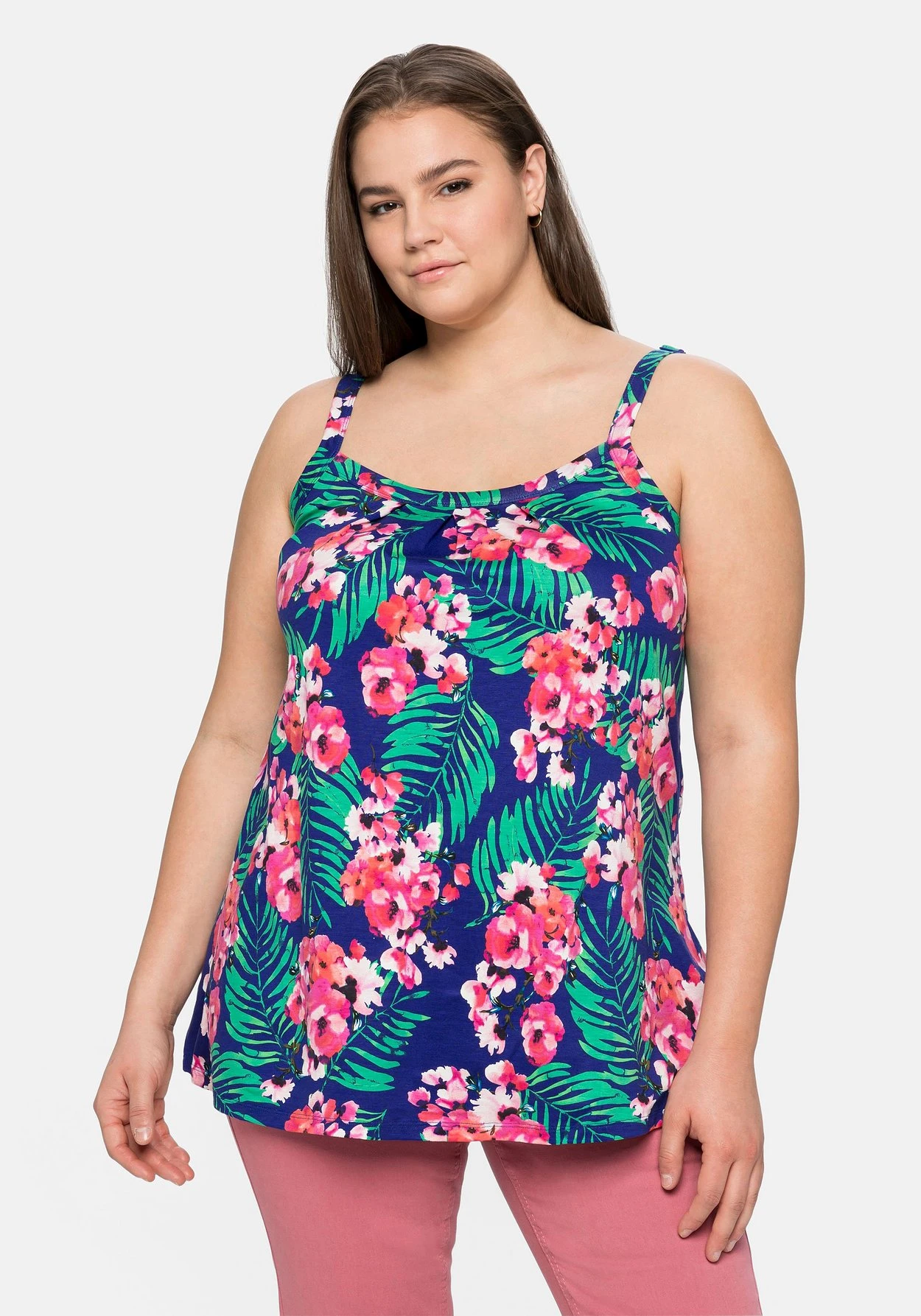 Longtop Mit Blumendruck Und Spaghettiträgern