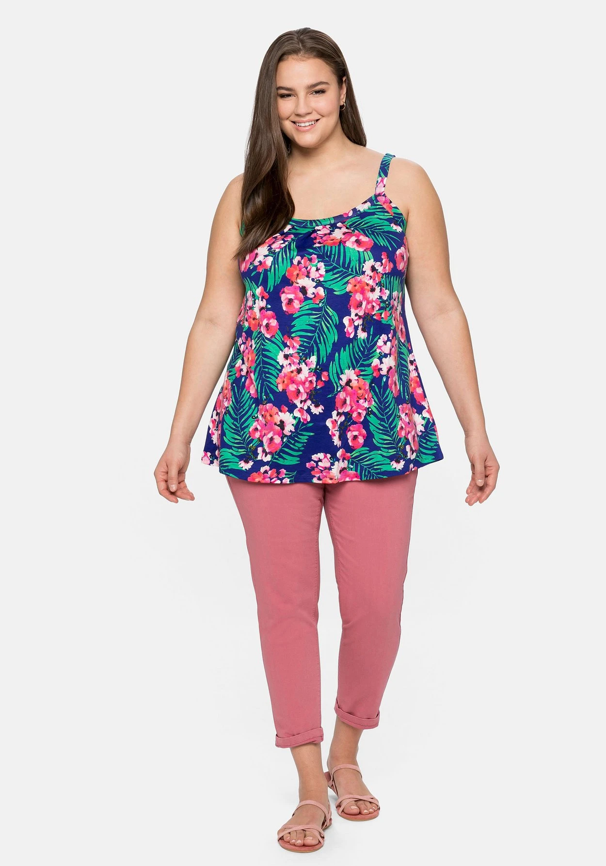 Longtop Mit Blumendruck Und Spaghettiträgern – Bild 4