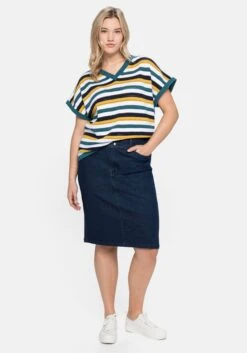 Sheego Jeansrock Mit Breitem Bund Und Schlitz Hinten