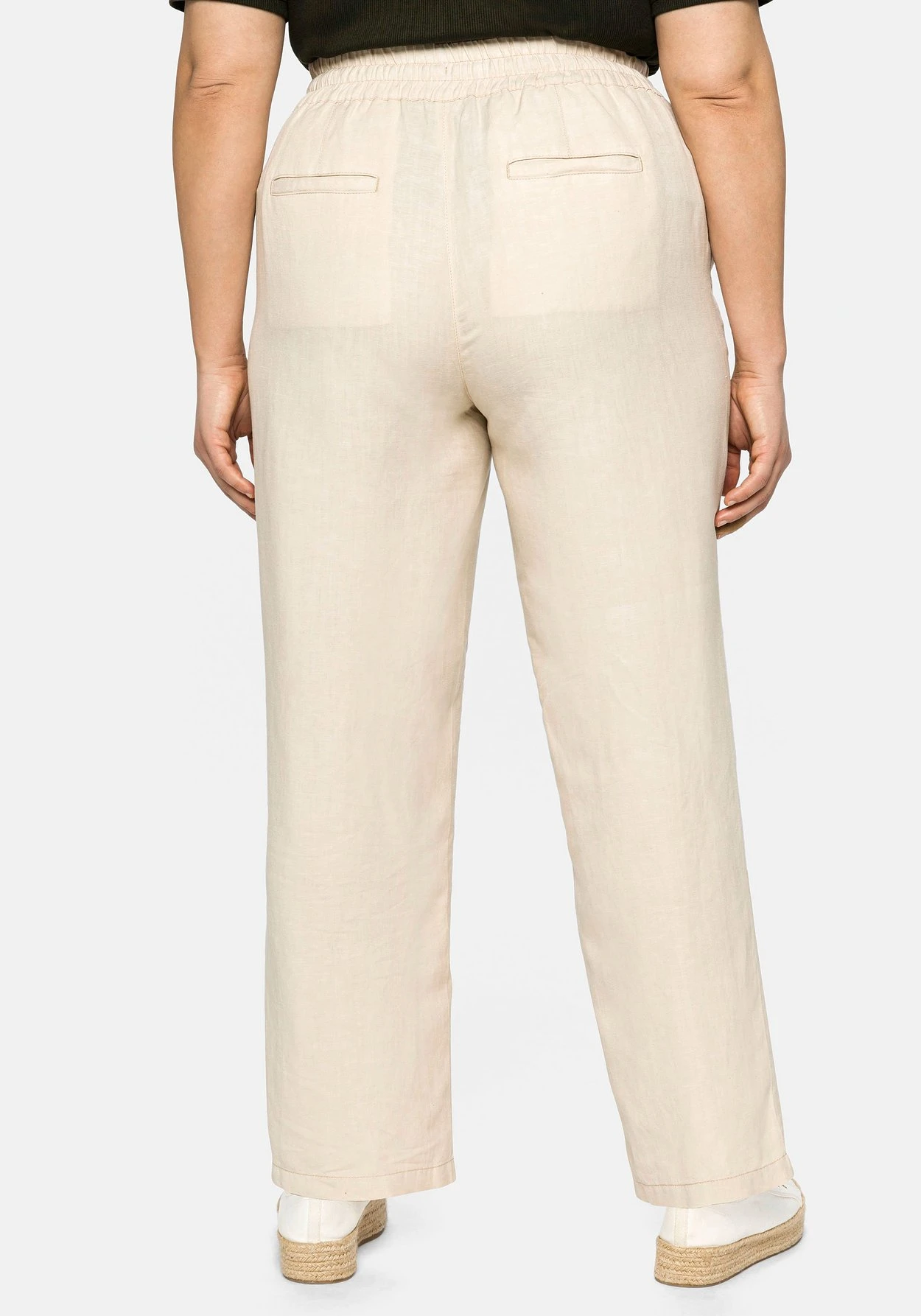 Sheego Leinenhose Mit Elastischem Bund Und Bindeband – Bild 3
