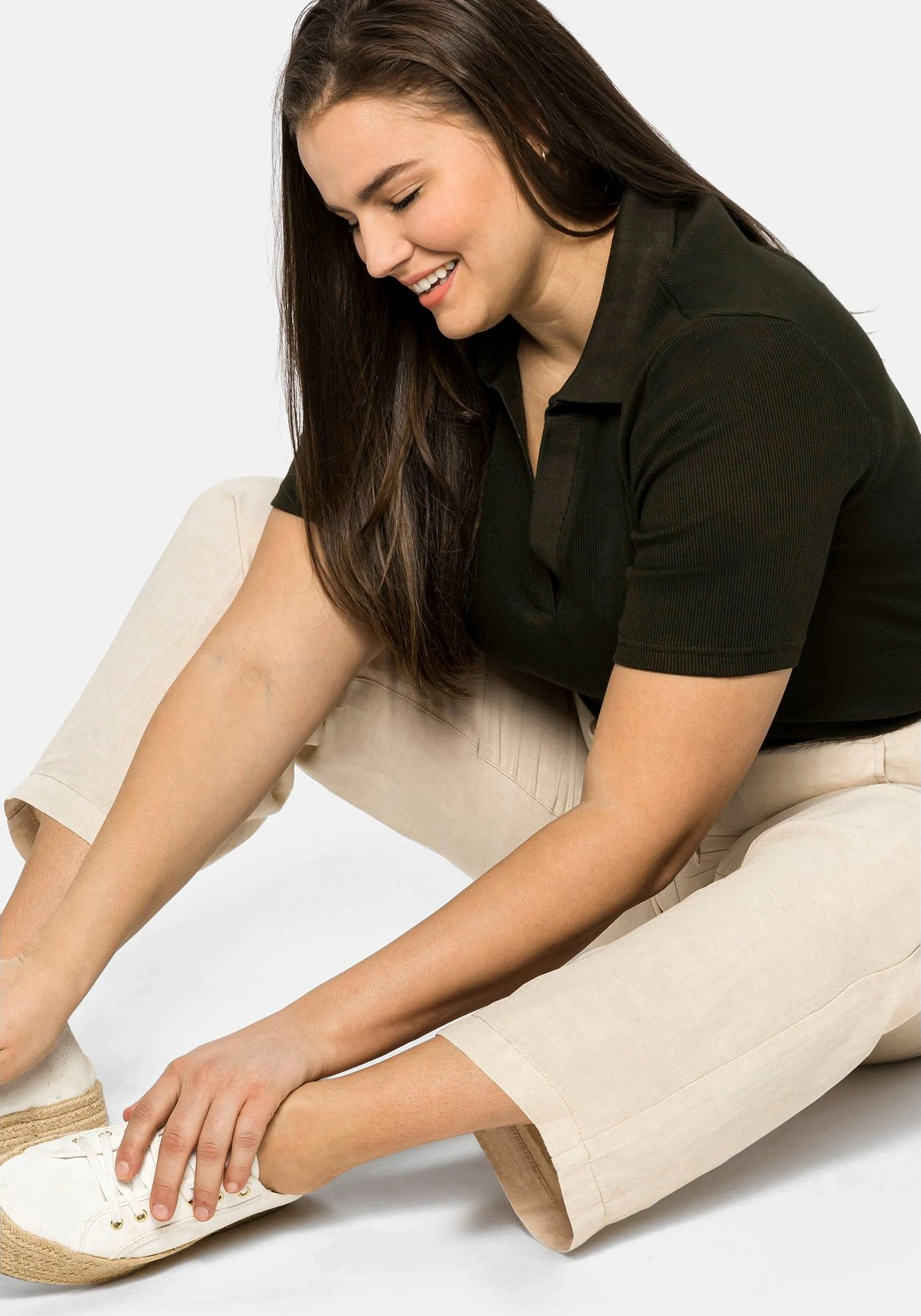 Sheego Leinenhose Mit Elastischem Bund Und Bindeband – Bild 8