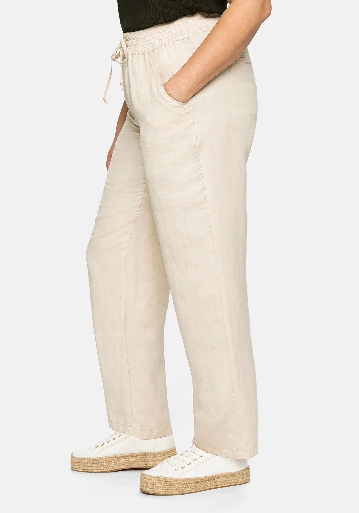 Sheego Leinenhose Mit Elastischem Bund Und Bindeband – Bild 2