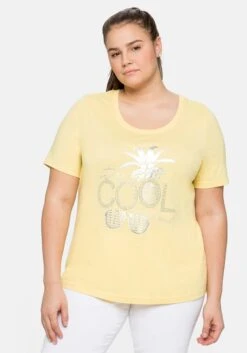 Sheego Shirt Mit Frontdruck Und Glitzersteinen