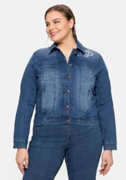 Sheego Kurze Jeansjacke Mit Trachten-Stickereien