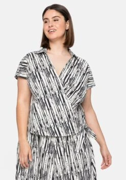 Sheego Bluse In Wickeloptik Mit Bindeband