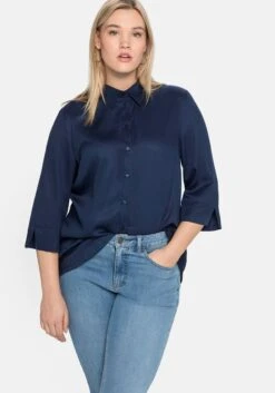 Sheego Bluse Mit 3/4-Arm Und Verlängerter Rückenpartie