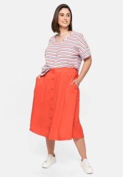 Sheego Midirock Mit Durchgehender Knopfleiste