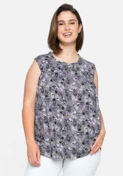 Sheego Top Mit Rüschen Am Ausschnitt Und Alloverprint