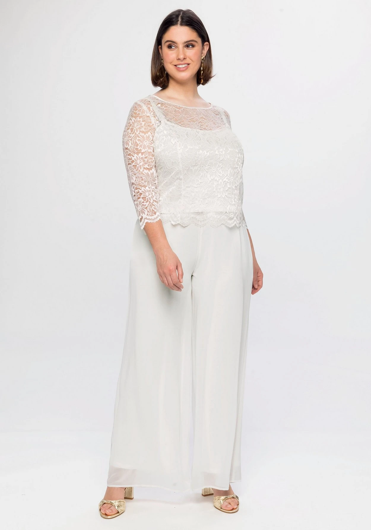 Sheego Weite Chiffonhose Im Lagenlook, Gefüttert – Bild 5