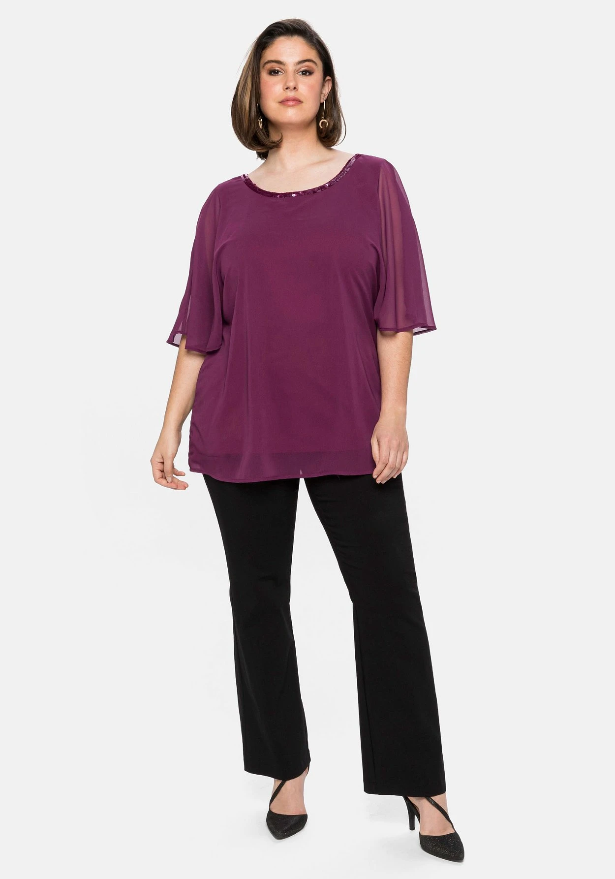 Sheego Chiffontunika Mit Flügelärmeln Und Innentop – Bild 4