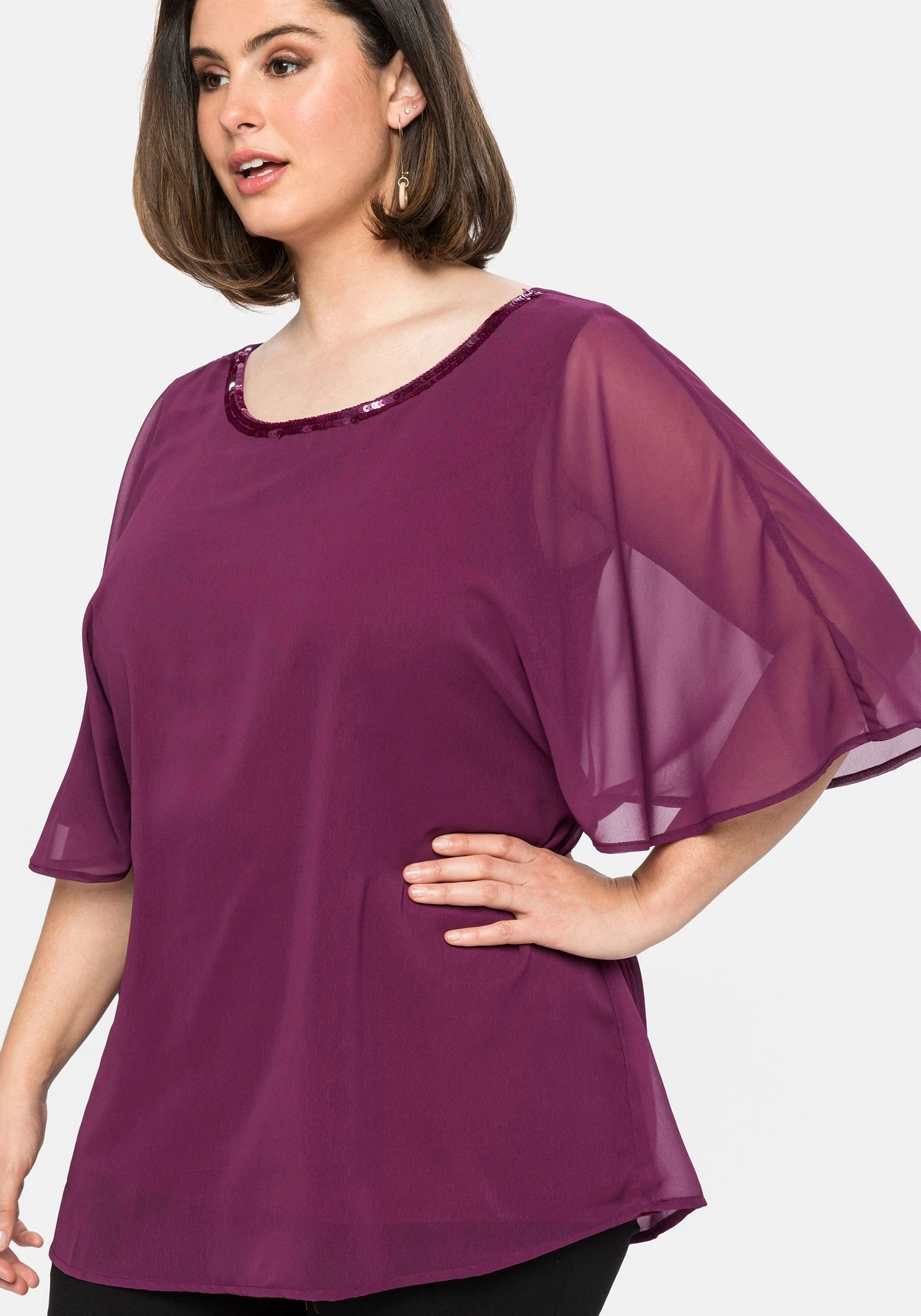 Sheego Chiffontunika Mit Flügelärmeln Und Innentop – Bild 5