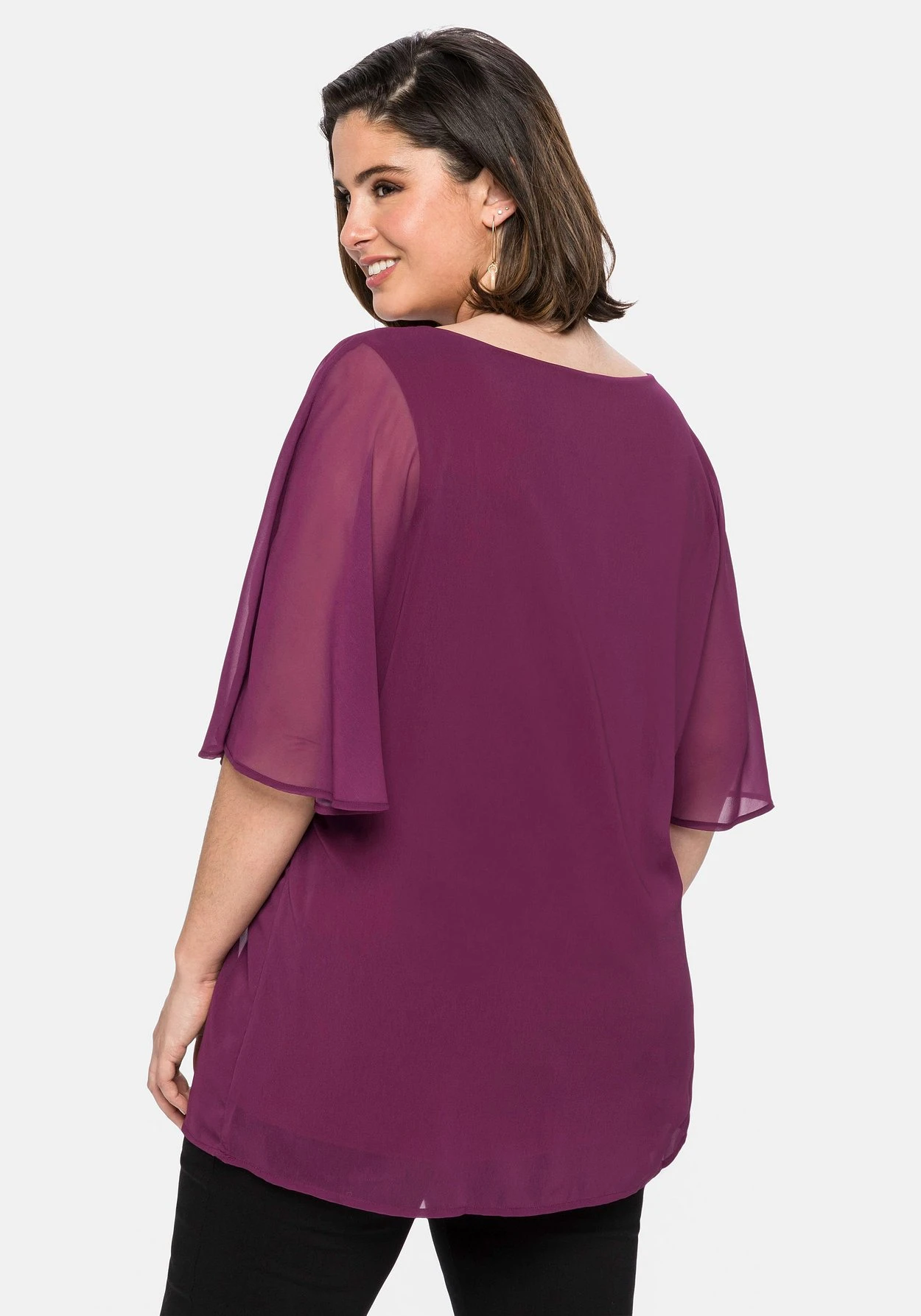 Sheego Chiffontunika Mit Flügelärmeln Und Innentop – Bild 2