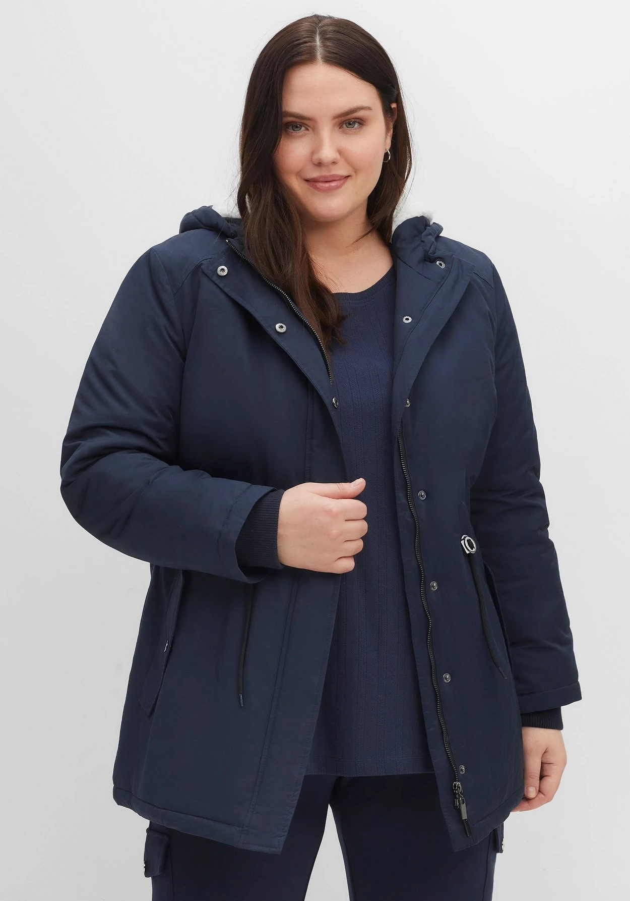 Sheego Longparka Mit Teddyfutter Und Taillen-Tunnelzug