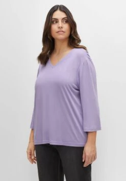 Sheego Shirt Mit 3/4-Arm Und Spitze Am Ausschnitt