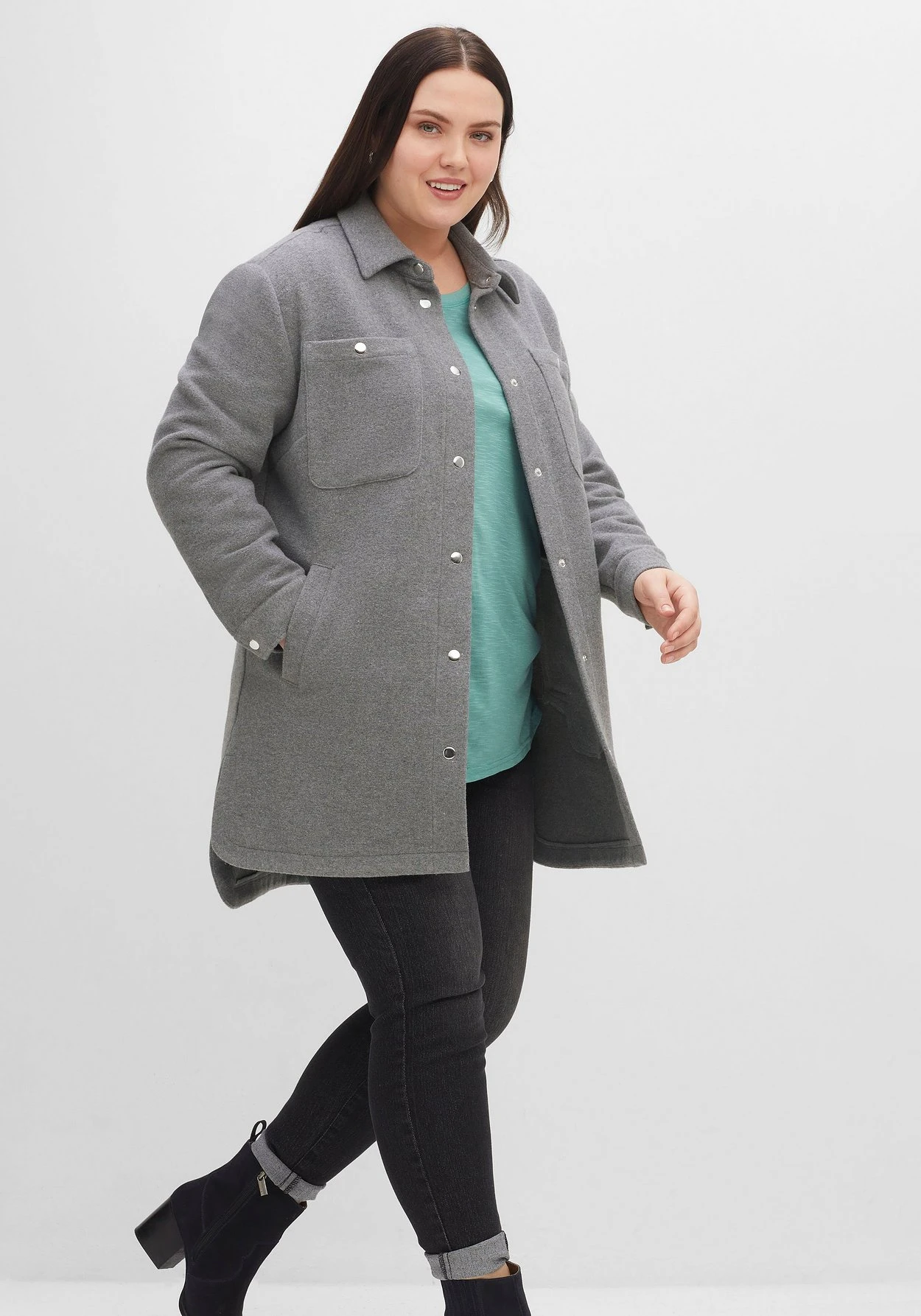 Sheego Langes Shacket Mit Wollanteil – Bild 6