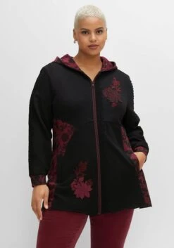 Kapuzensweatjacke In Longform, Mit Blumen-Details