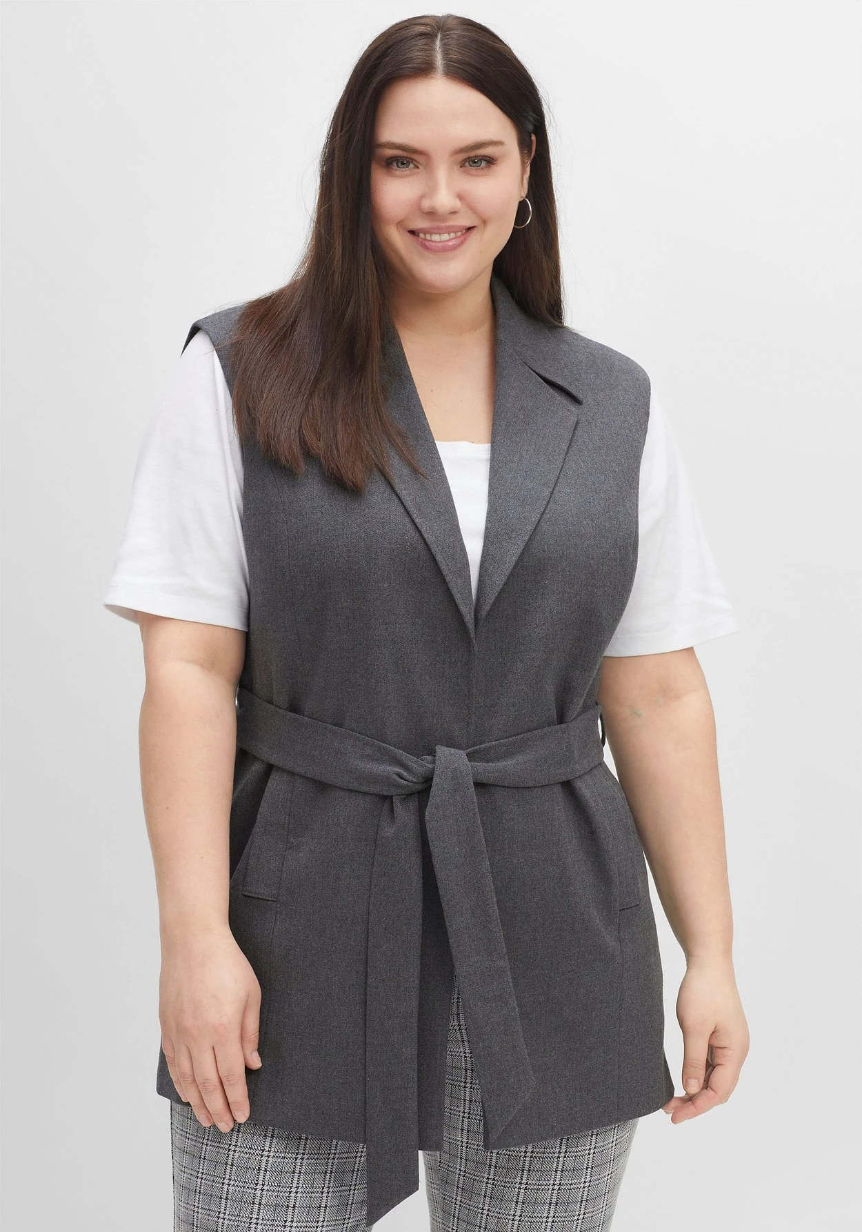 Sheego Longweste Mit Reverskragen Und Bindegürtel