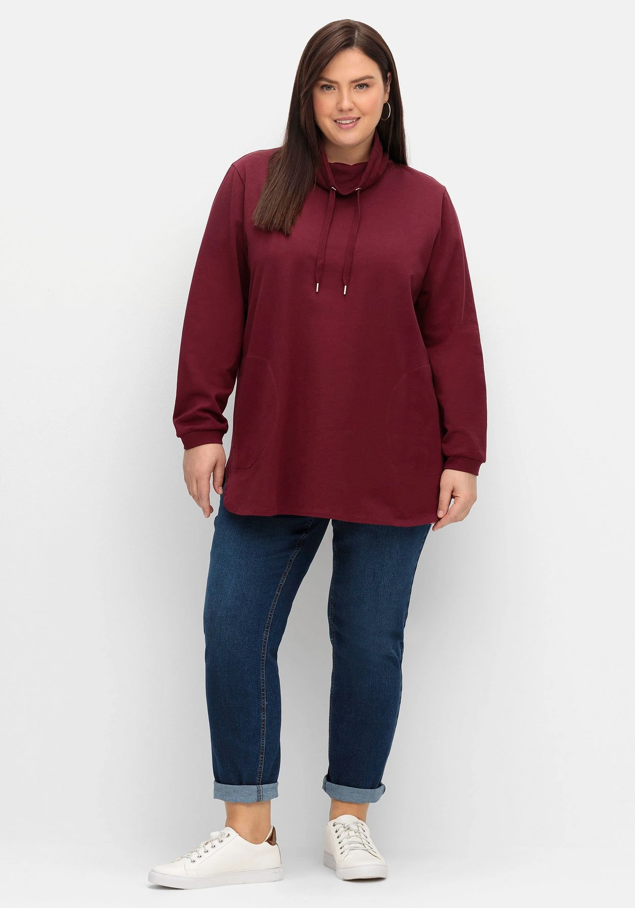 Sheego Sweatshirt Mit Hohem Kragen Und Tunnelzug – Bild 4